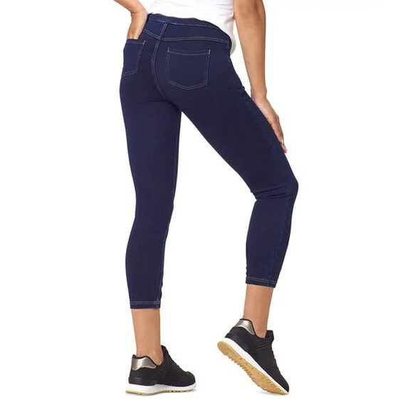 Hue Womens Size Small Mid-Rise Pull-On Denim Capri Leggings in Medium Wash $40 - Picture 2 of 10